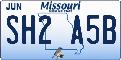 MO license plate SH2A5B
