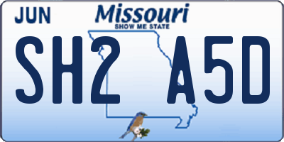 MO license plate SH2A5D