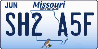 MO license plate SH2A5F