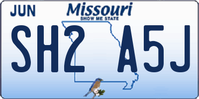 MO license plate SH2A5J