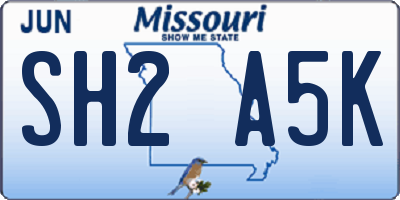 MO license plate SH2A5K