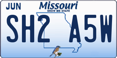 MO license plate SH2A5W