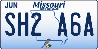 MO license plate SH2A6A