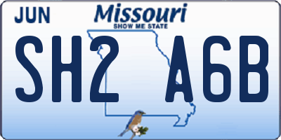 MO license plate SH2A6B