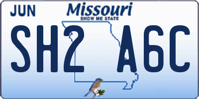 MO license plate SH2A6C