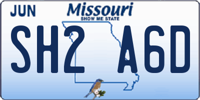 MO license plate SH2A6D