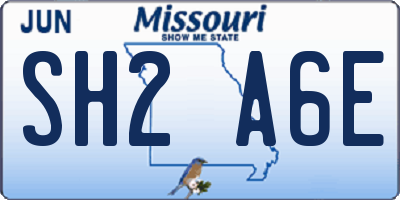 MO license plate SH2A6E