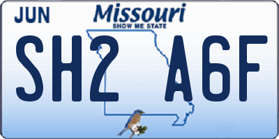 MO license plate SH2A6F