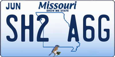 MO license plate SH2A6G