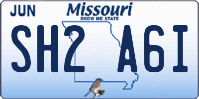 MO license plate SH2A6I