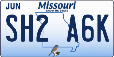 MO license plate SH2A6K