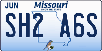 MO license plate SH2A6S