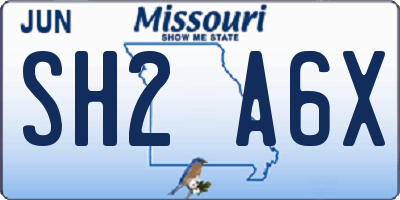 MO license plate SH2A6X