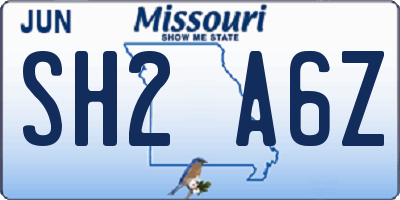 MO license plate SH2A6Z