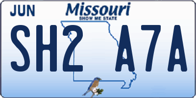 MO license plate SH2A7A