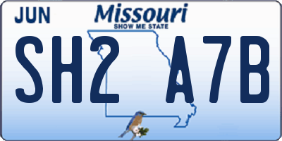MO license plate SH2A7B