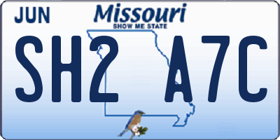MO license plate SH2A7C
