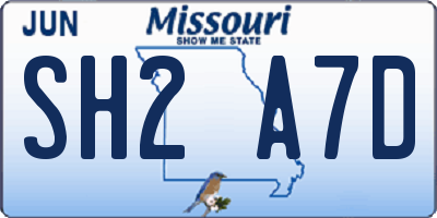 MO license plate SH2A7D
