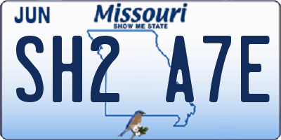 MO license plate SH2A7E