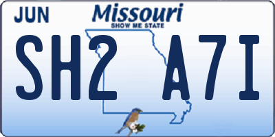 MO license plate SH2A7I