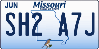 MO license plate SH2A7J