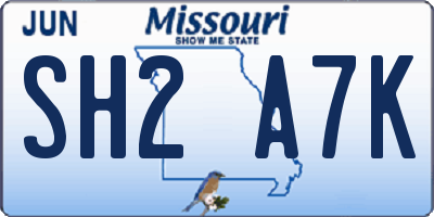 MO license plate SH2A7K