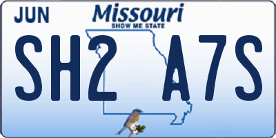 MO license plate SH2A7S