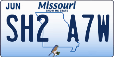 MO license plate SH2A7W