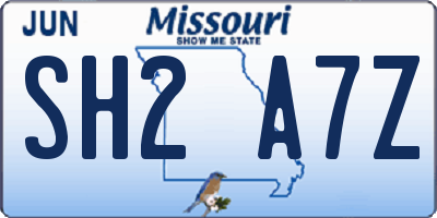 MO license plate SH2A7Z