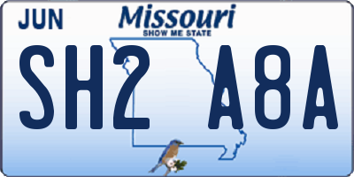 MO license plate SH2A8A