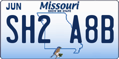 MO license plate SH2A8B