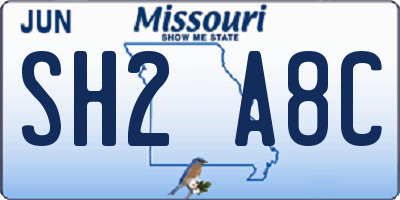 MO license plate SH2A8C