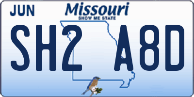 MO license plate SH2A8D