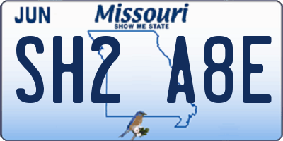 MO license plate SH2A8E