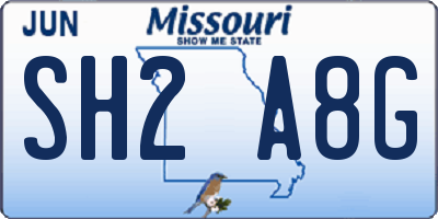 MO license plate SH2A8G