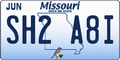 MO license plate SH2A8I