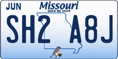 MO license plate SH2A8J