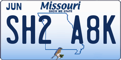MO license plate SH2A8K