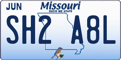 MO license plate SH2A8L