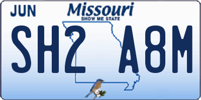 MO license plate SH2A8M