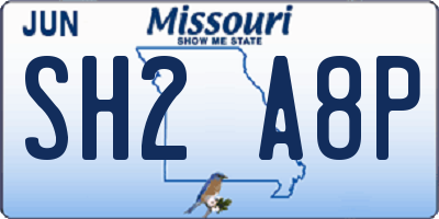 MO license plate SH2A8P