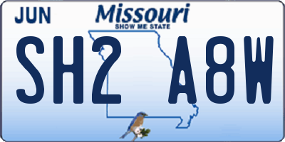 MO license plate SH2A8W