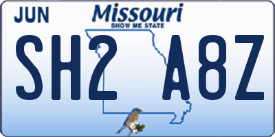 MO license plate SH2A8Z