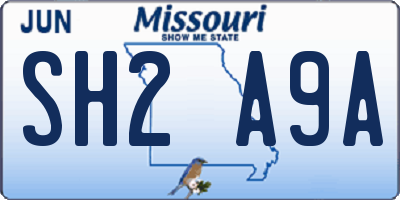 MO license plate SH2A9A