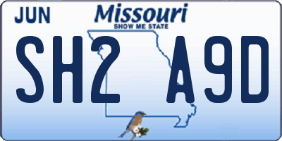 MO license plate SH2A9D