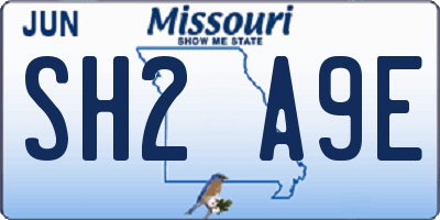 MO license plate SH2A9E