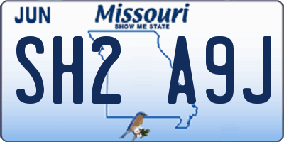 MO license plate SH2A9J