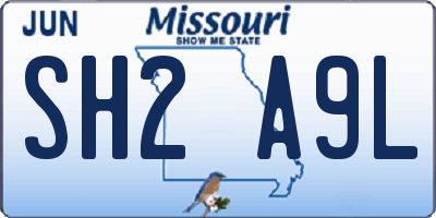 MO license plate SH2A9L