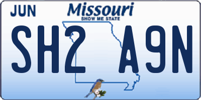 MO license plate SH2A9N