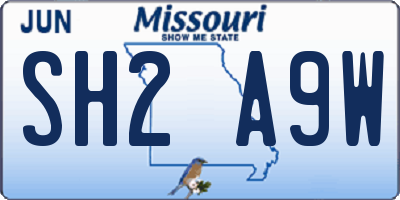 MO license plate SH2A9W